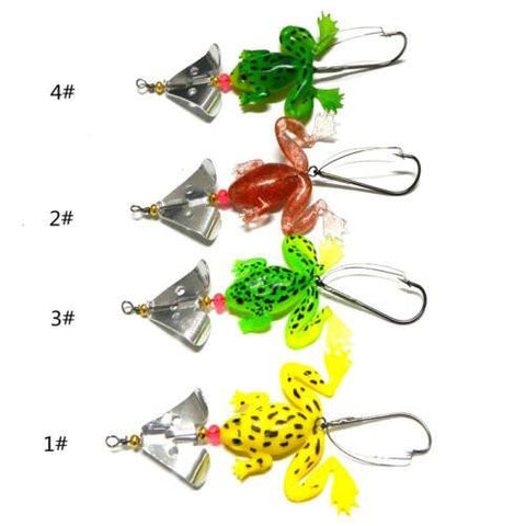 4PCS Rubber Top Water Frog Fishing Lure